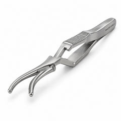 DeBakey Cross-Action Bulldog Clamp – Curved, 20 mm Jaw — front perspective catalogue illustration