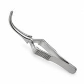 DeBakey Cross-Action Bulldog Clamp – Curved, 25 mm — catalogue illustration on white background