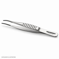 TWEEZER WORLD DeBakey curved forceps, side view — catalogue illustration; sample geometry pending verification