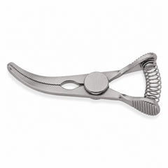 DeBakey Glover Bulldog Clamp – Curved, 15 mm Jaw — catalogue illustration on white background