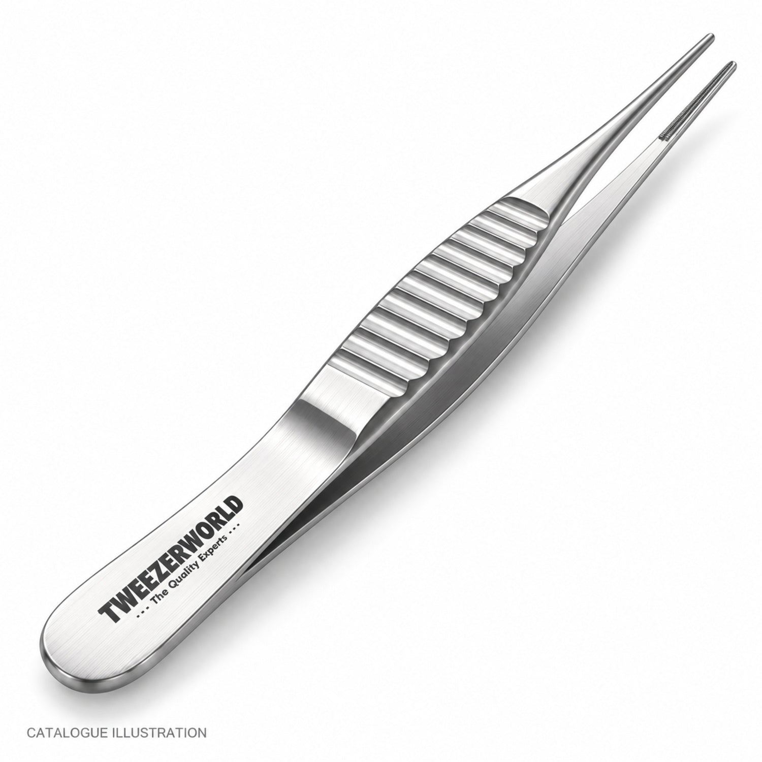 TWEEZER WORLD DeBakey micro forceps, tail detail view — catalogue illustration; sample geometry pending verification