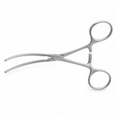 DeBakey Ring-Handle Bulldog Clamp – Curved, 48 mm Jaw — catalogue illustration on white background