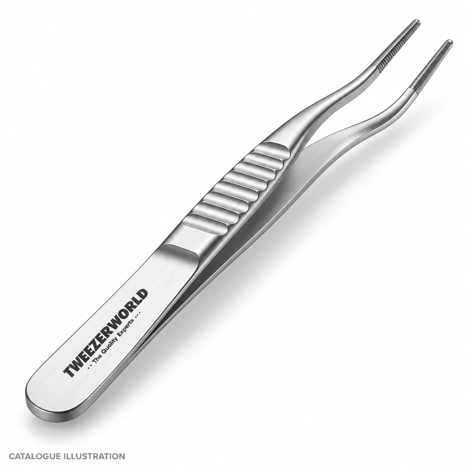TWEEZER WORLD DeBakey s-curve forceps, tail detail view — catalogue illustration; sample geometry pending verification