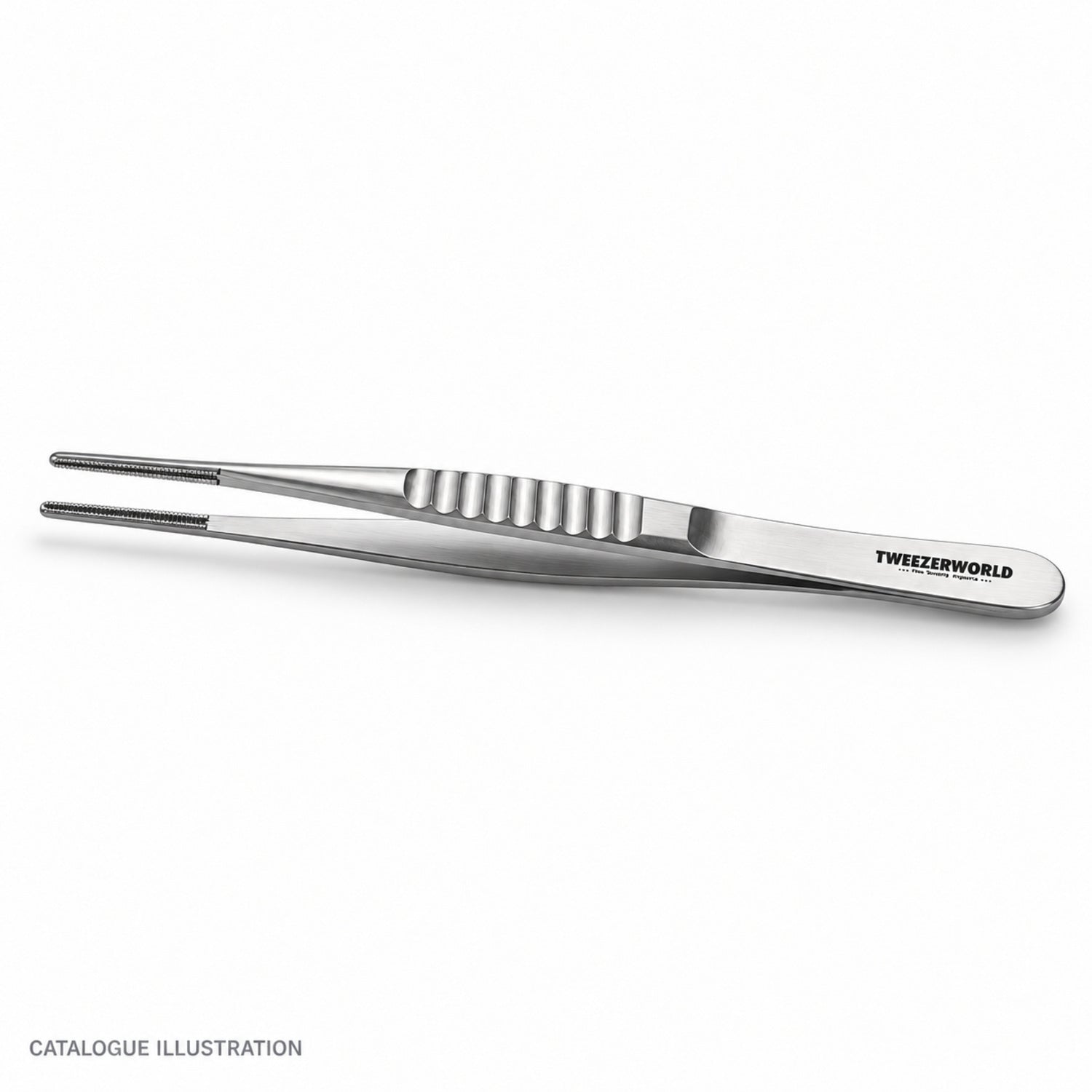 TWEEZER WORLD DeBakey straight forceps, side view — catalogue illustration; sample geometry pending verification