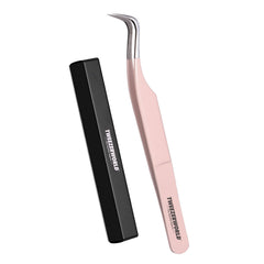 Nude Fine Bent Pointed Curved Lash Tweezers - TWEEZER WORLD