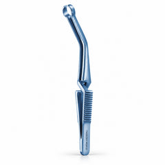 French-Type Shunt Bulldog Clamp – Angled Ring Jaw, Blue Finish — side profile catalogue illustration