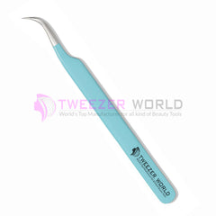 Top Rated Semi-Curved Sky Blue Eyelash Extension Tweezers