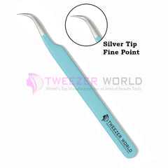 Top Rated Semi-Curved Sky Blue Eyelash Extension Tweezers