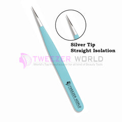 Perfect Straight Isolation Sky Blue Professional Eyelash Tweezers
