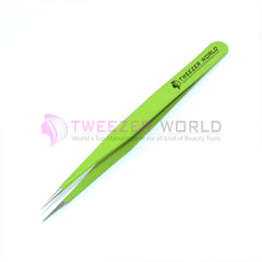 Straight Isolation Needle Tip Green Handle Best Eyelash Tweezers