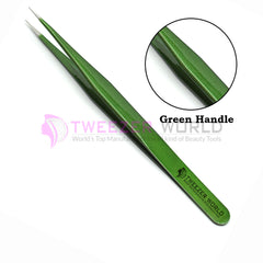 Straight Isolation Fine Point Shiny Green Best Isolation Tweezers