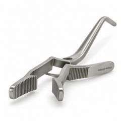 Kitzmiller Bulldog Clamp – Left Angled, 60 mm Jaw — front perspective catalogue illustration