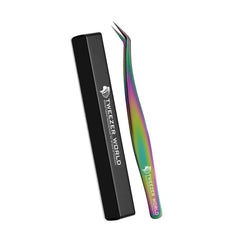 5pcs Titanium Coated Rainbow Eyelash Extension Tweezers Set