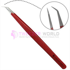 45 Degree Angled Eyelash Red Handle Extension Tweezers