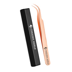 2pcs Semi Curved & Straight Rose Gold Eyelash Extension Tweezers Set