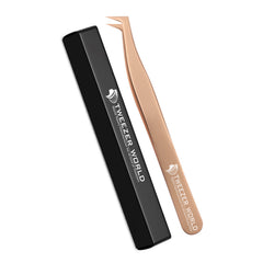 4pcs Titanium Coated Rose Gold Pro Eyelash Extension Tweezers Set