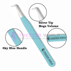 Top Rated Eyelash Volume Sky Blue Handle Best Extension Volume Tweezers