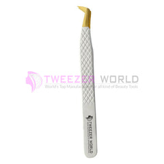 Diamond Grip White Handle With Gold Tip Best Volume Eyelash Tweezers