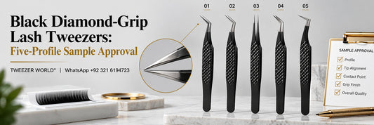 Black Diamond-Grip Lash Tweezers: Five-Profile Sample Approval