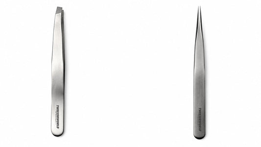 Slant vs pointed tweezers comparison for eyebrow grooming and precision hair removal