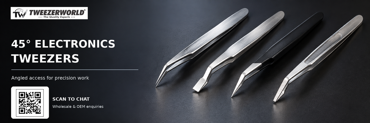 45° Electronics Tweezers for PCB & SMD Work