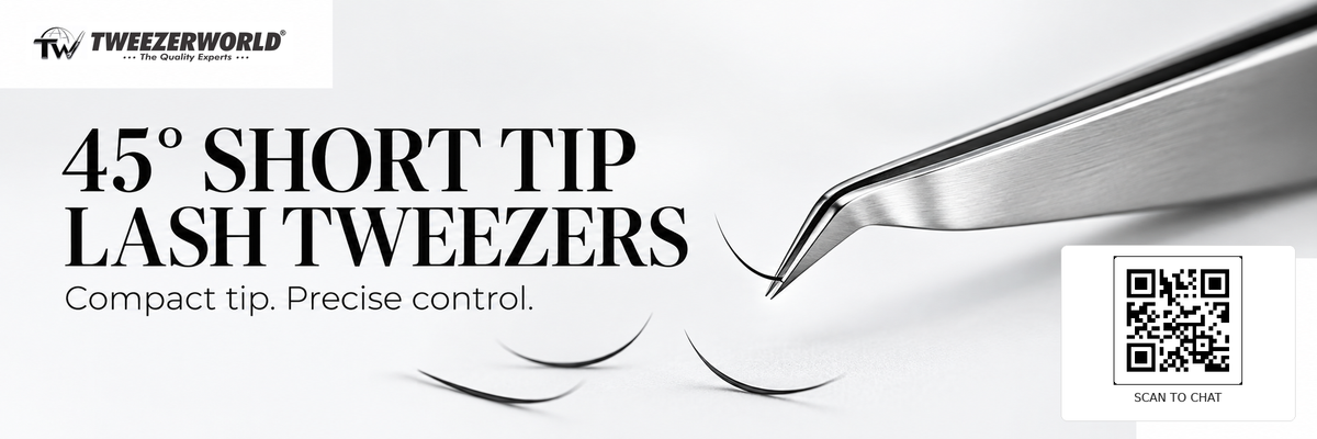 45° Short Tip Lash Tweezers | TWEEZER WORLD®