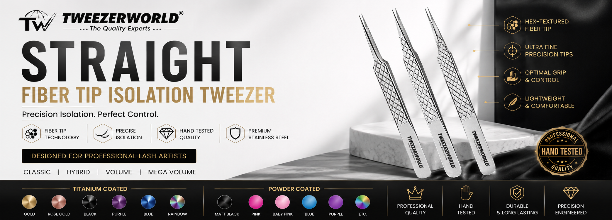 Straight Fiber Tip Isolation Tweezer | Lash Tweezers