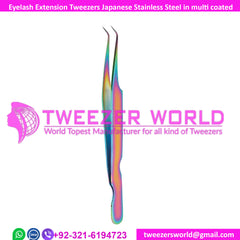 Eyelash Extension Tweezers In Multi Titanium Coated 90 degree