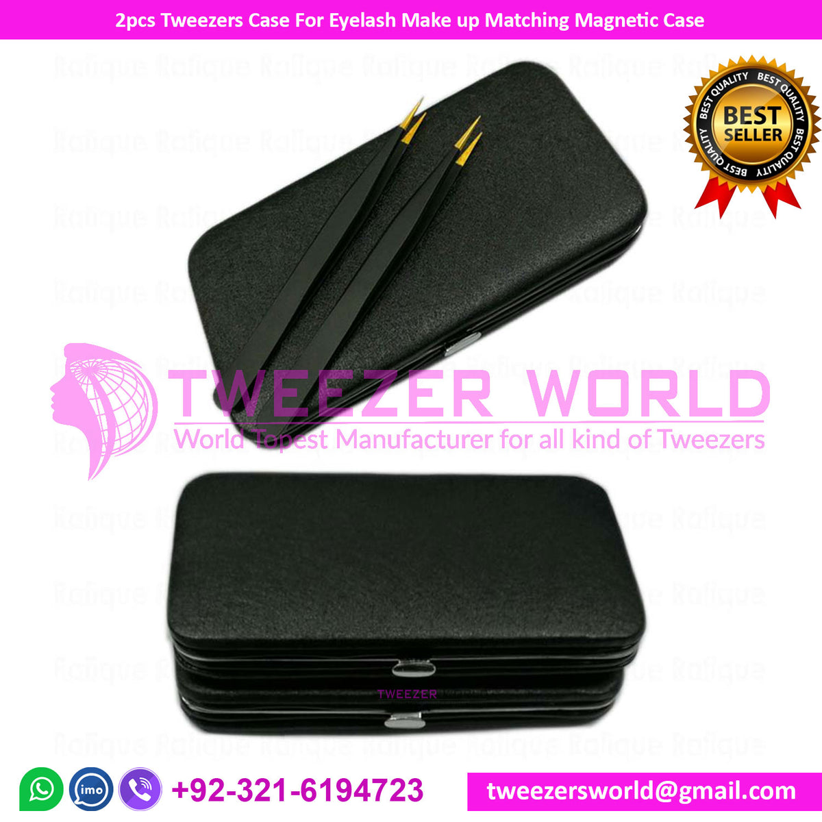 2pcs Tweezers For Eyelash Make up  Eyelash Extension Tweezers With Matching Magnetic Case