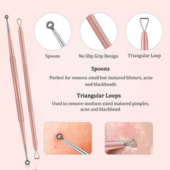 Blackhead Remover Pimple Popper Rose gold Tool Kit  Tool for Nose Face