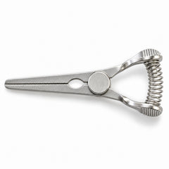 DeBakey Glover Bulldog Clamp – Straight, 35 mm Jaw — top view, catalogue illustration on white background