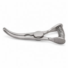 DeBakey Glover Bulldog Clamp – Curved, 15 mm Jaw — side profile, catalogue illustration on white background