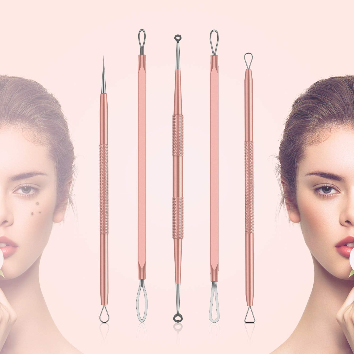 Blackhead Remover Pimple Popper Rose gold Tool Kit  Tool for Nose Face