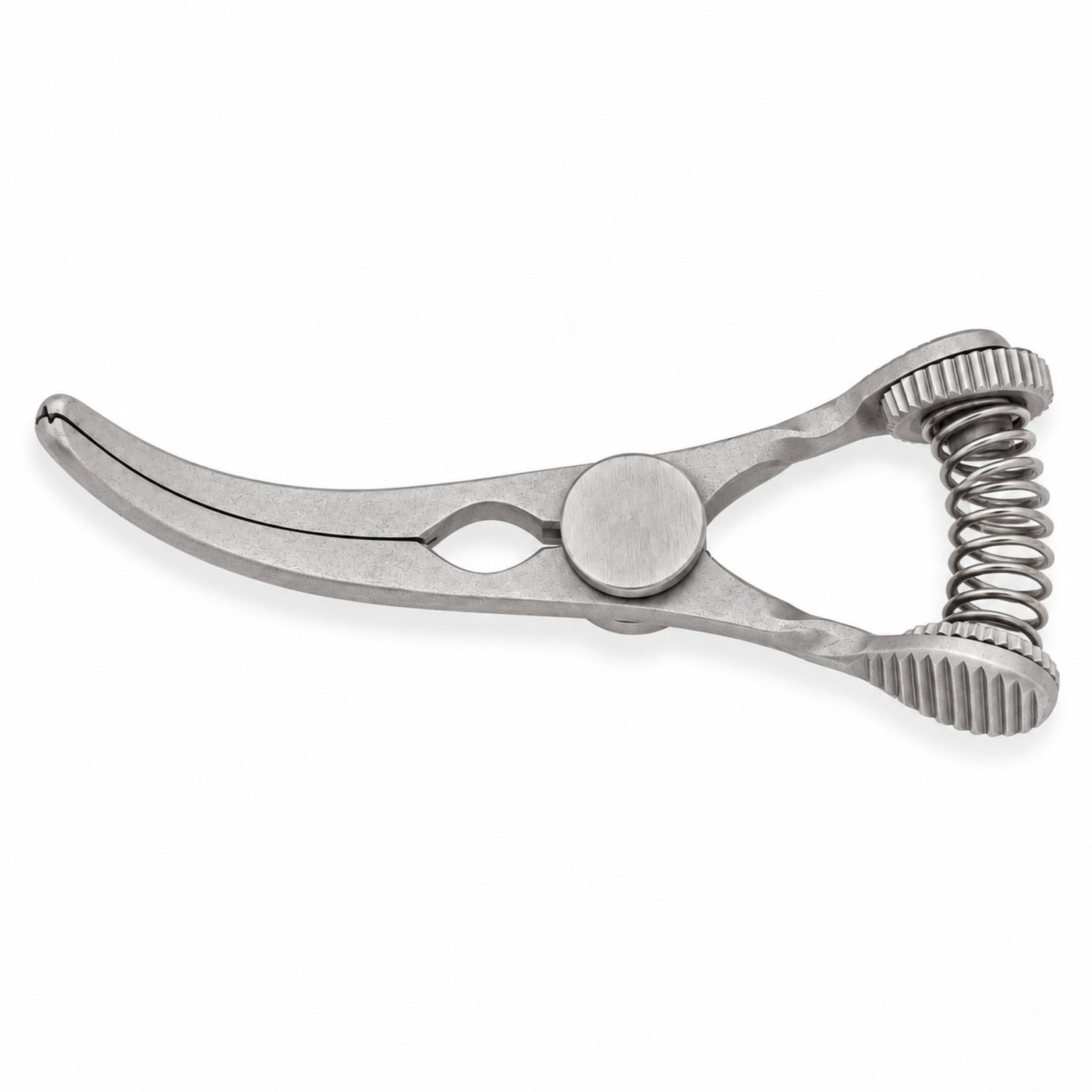 DeBakey Glover Bulldog Clamp – Curved, 35 mm Jaw — top view, catalogue illustration on white background