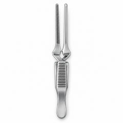 DeBakey Cross-Action Bulldog Clamp – Straight, 20 mm — top view, catalogue illustration on white background