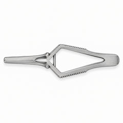 DeBakey Cross-Action Bulldog Clamp – Straight, 30 mm — top view, catalogue illustration on white background