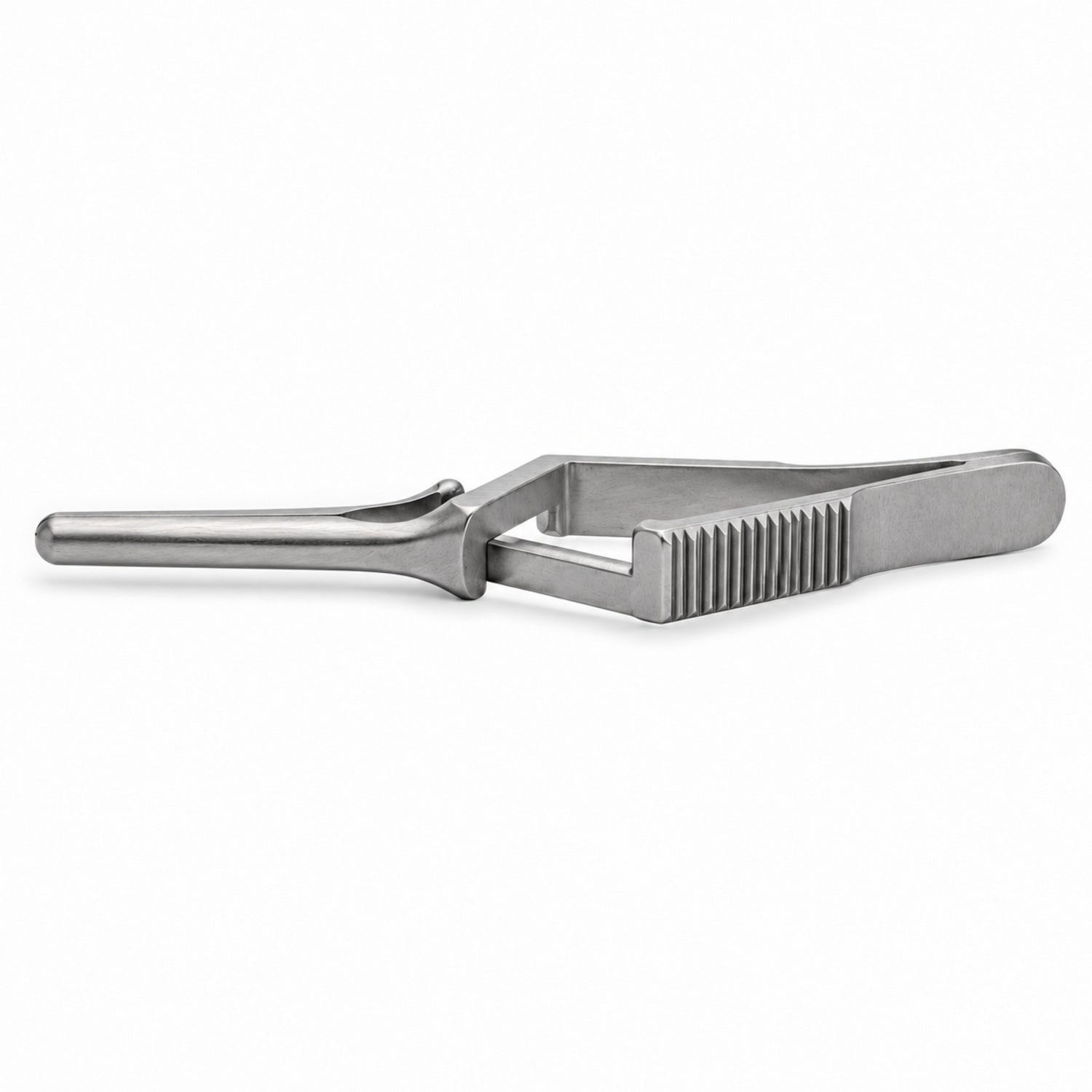 DeBakey Cross-Action Bulldog Clamp – Straight, 30 mm — side profile, catalogue illustration on white background
