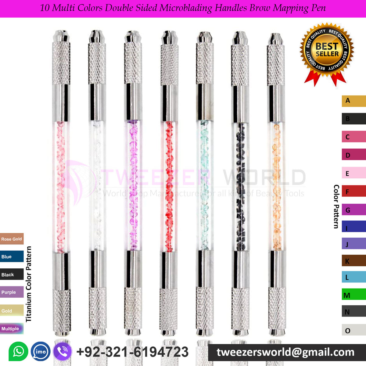 10 Multi Colors Double Sided Microblading Handles Brow Mapping Pen