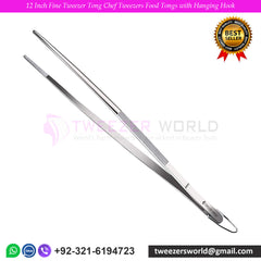 12 Inch Fine Tweezer Tong Chef Tweezers Food Tongs with Hanging Hook