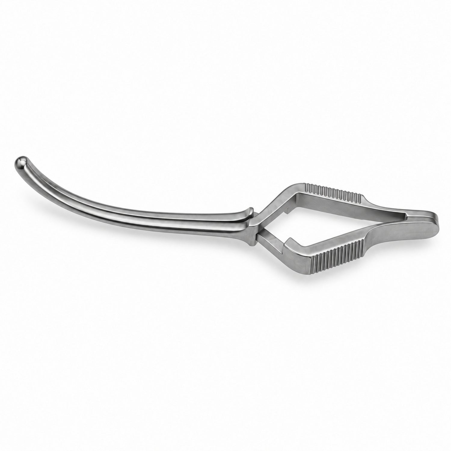 DeBakey Cross-Action Bulldog Clamp – Curved, 40 mm — top view, catalogue illustration on white background