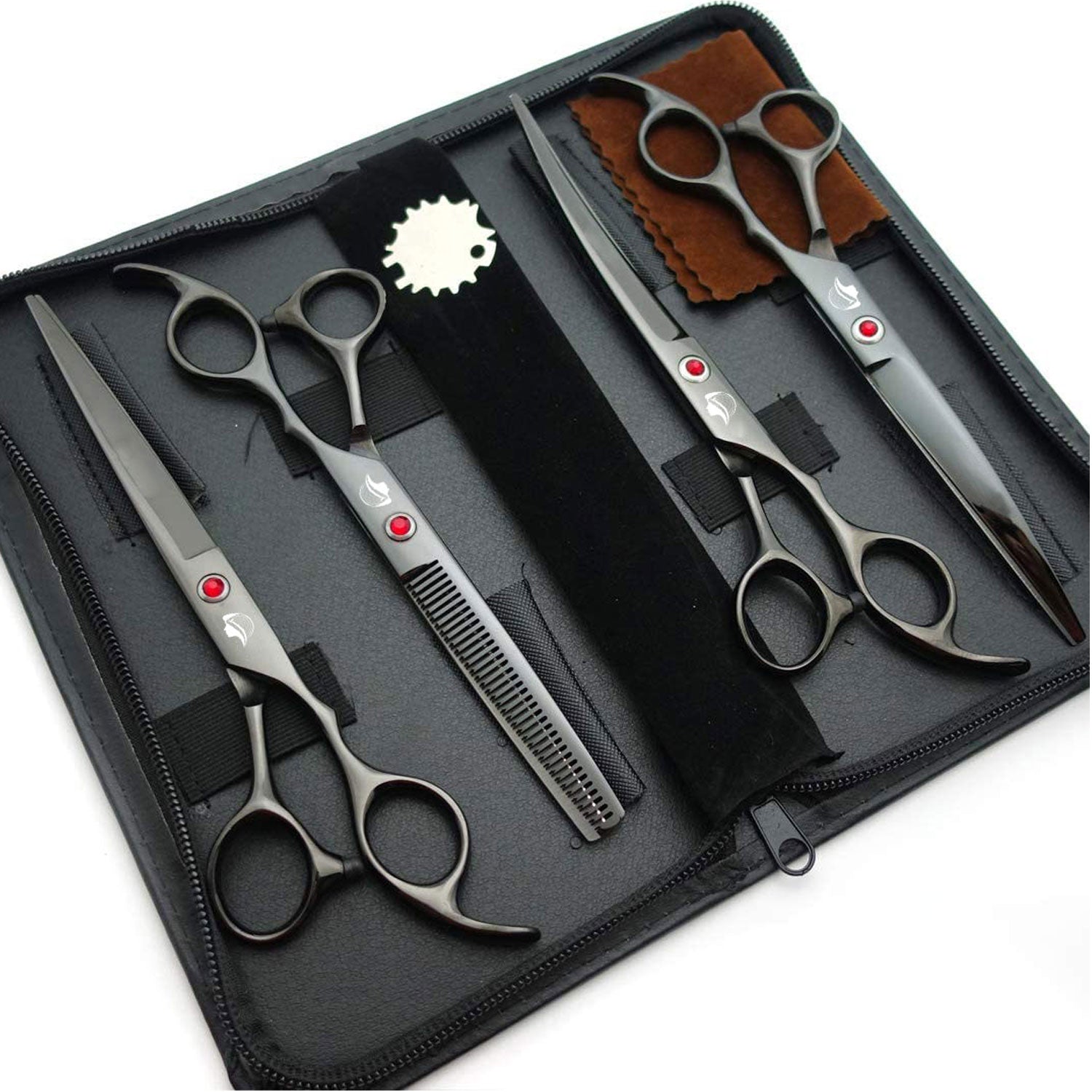 Titanium Pet Grooming Scissors Straight, Curved & Thinning Scissors 4pcs