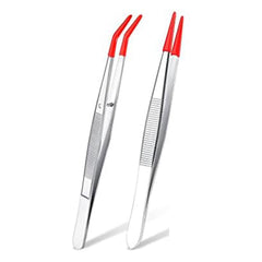 Rubber Bent Tip Tweezers for Jewelry Making | 2 Pieces
