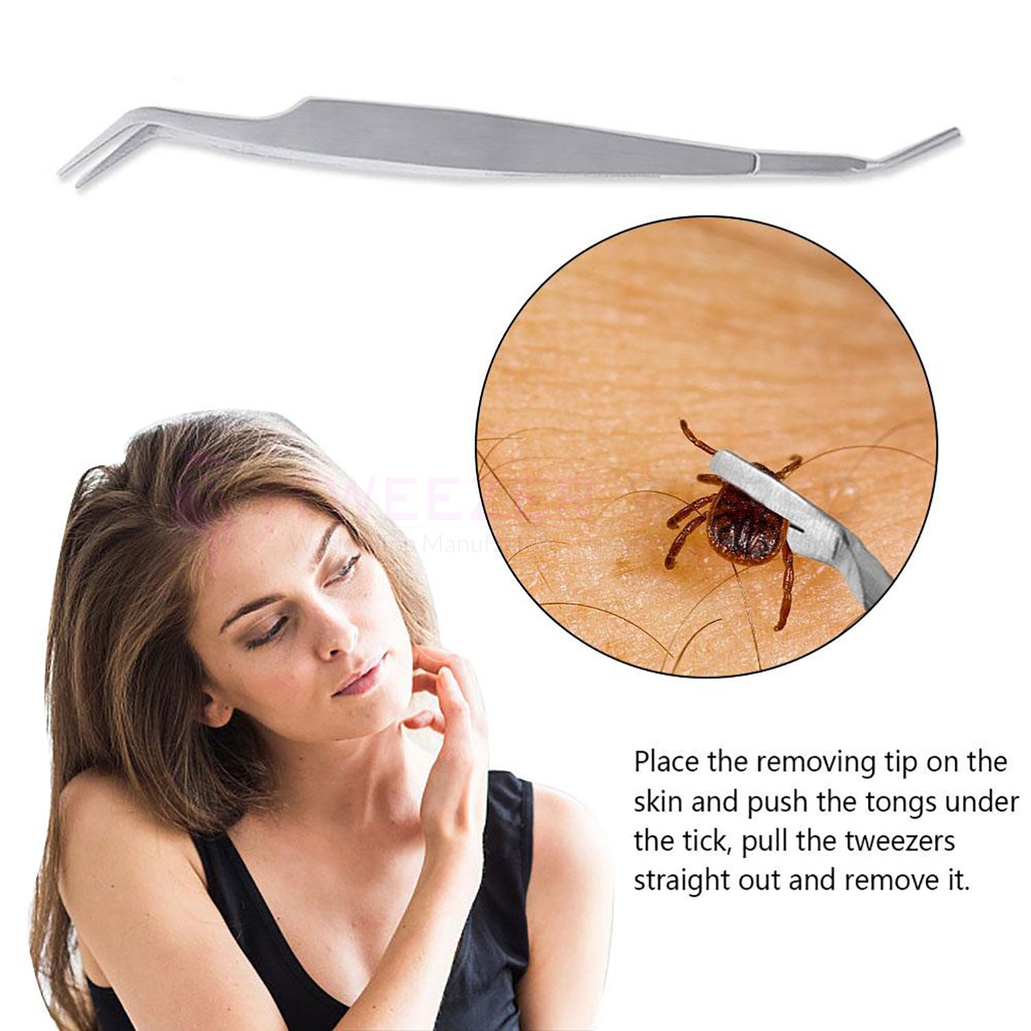 Professional 2 In 1 Tick Tweezers Quick Tick Removal Tool Tick Removal