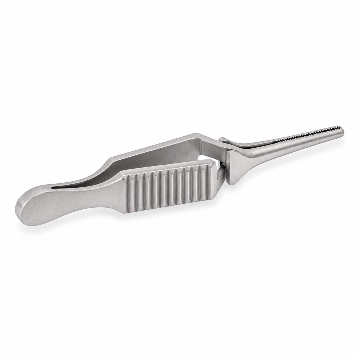 Diethrich Micro Bulldog Clamp – Straight, 12 mm — reverse three-quarter view, catalogue illustration on white background