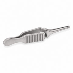 Diethrich Micro Bulldog Clamp – Straight, 12 mm — reverse three-quarter view, catalogue illustration on white background
