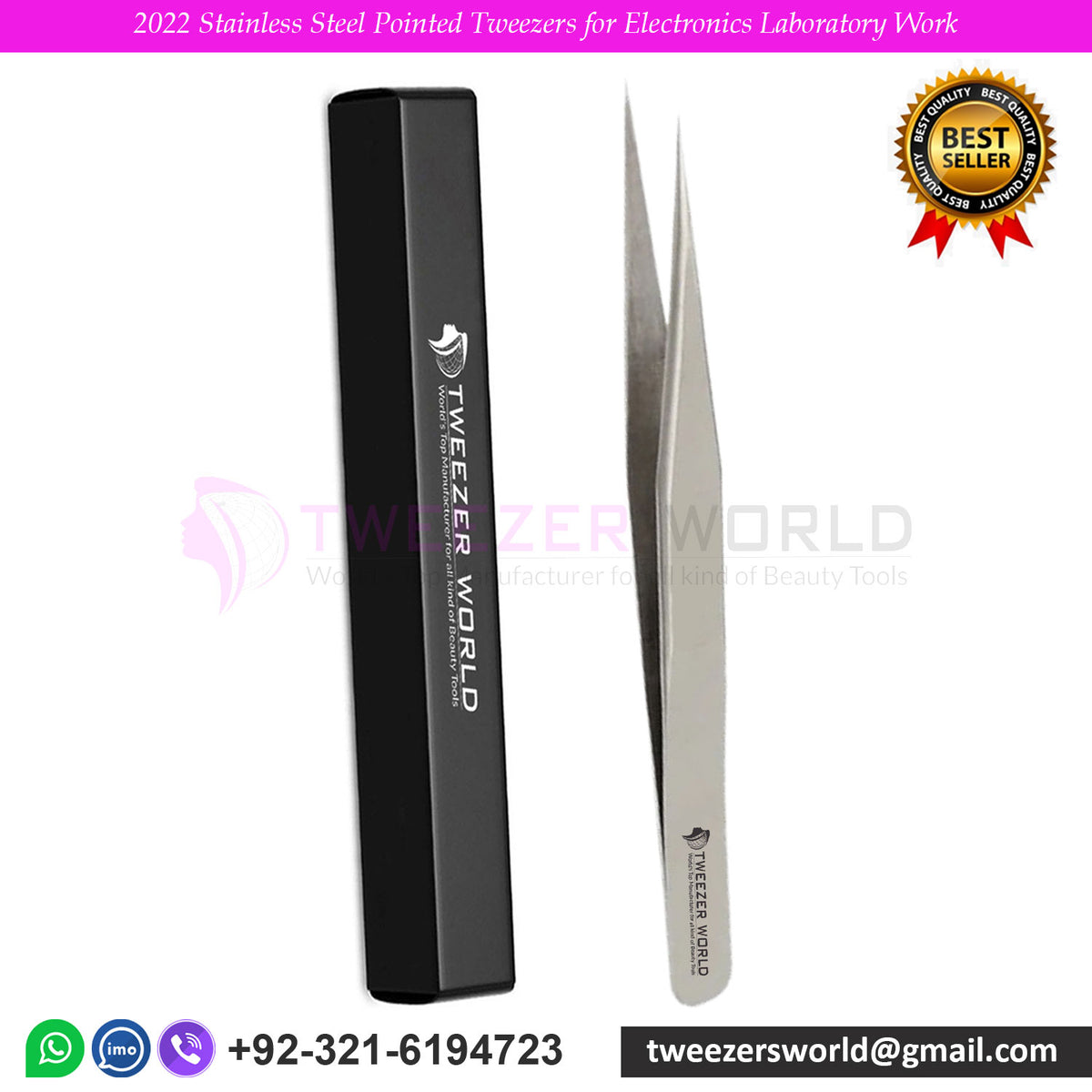 2022 Stainless Steel Pointed Tweezers for Electronics Laboratory Work