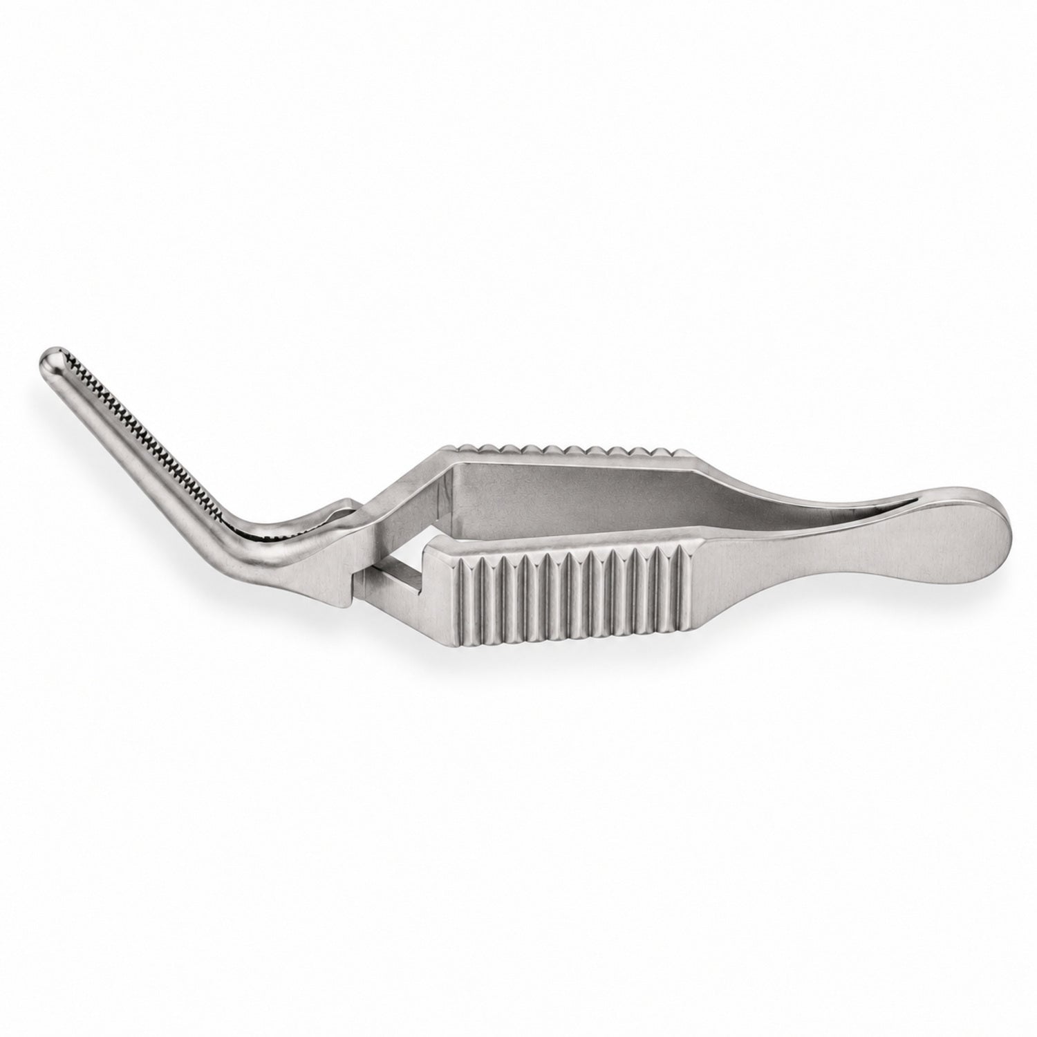 Diethrich Micro Bulldog Clamp – Angled, 12 mm — top view, catalogue illustration on white background