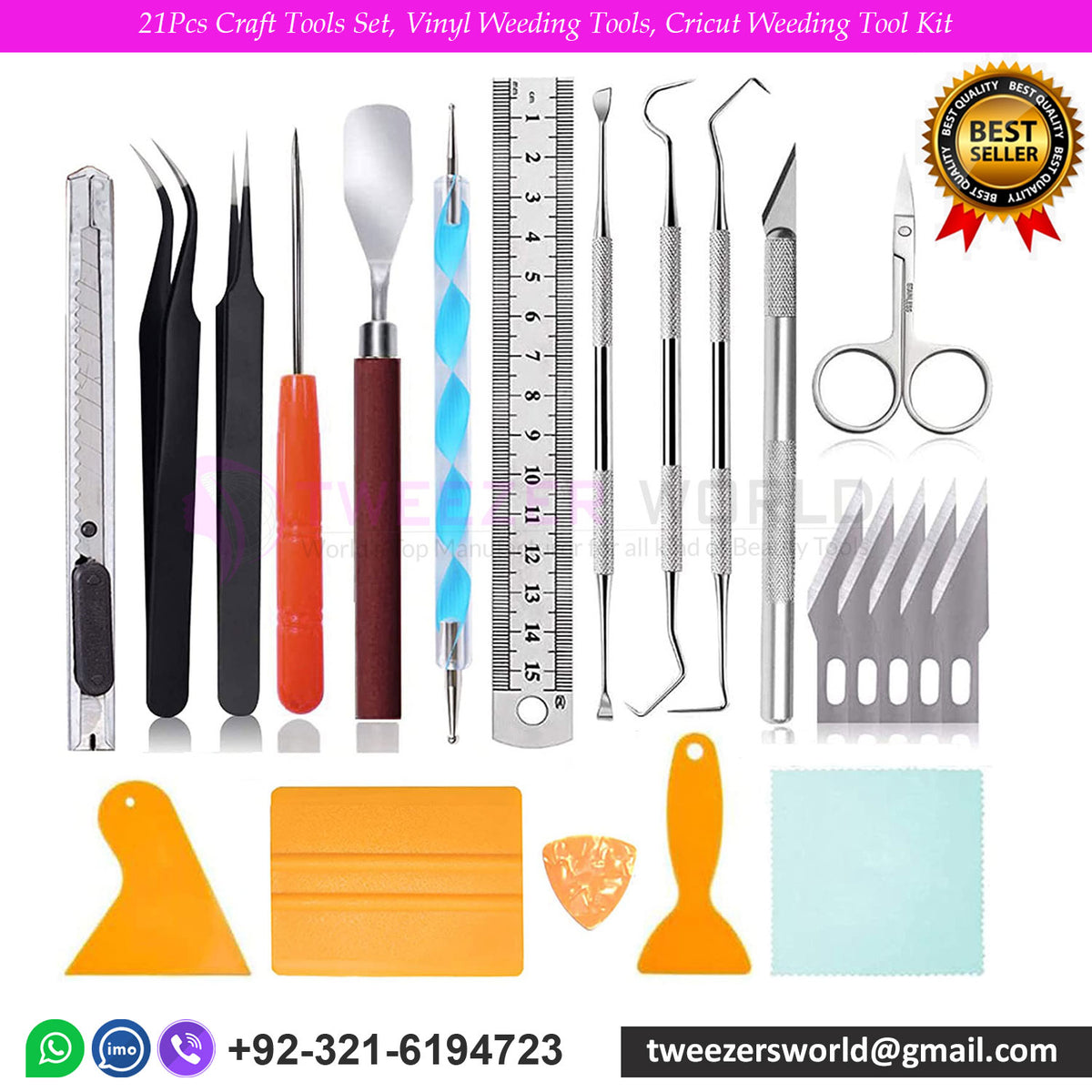 21Pcs Craft Tools Set, Vinyl Weeding Tools, Cricut Weeding Tool Kit