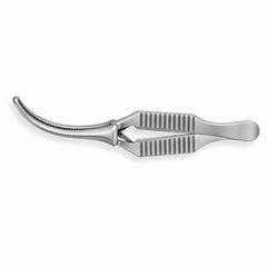 Diethrich Micro Bulldog Clamp – Curved, 20 mm — top view, catalogue illustration on white background