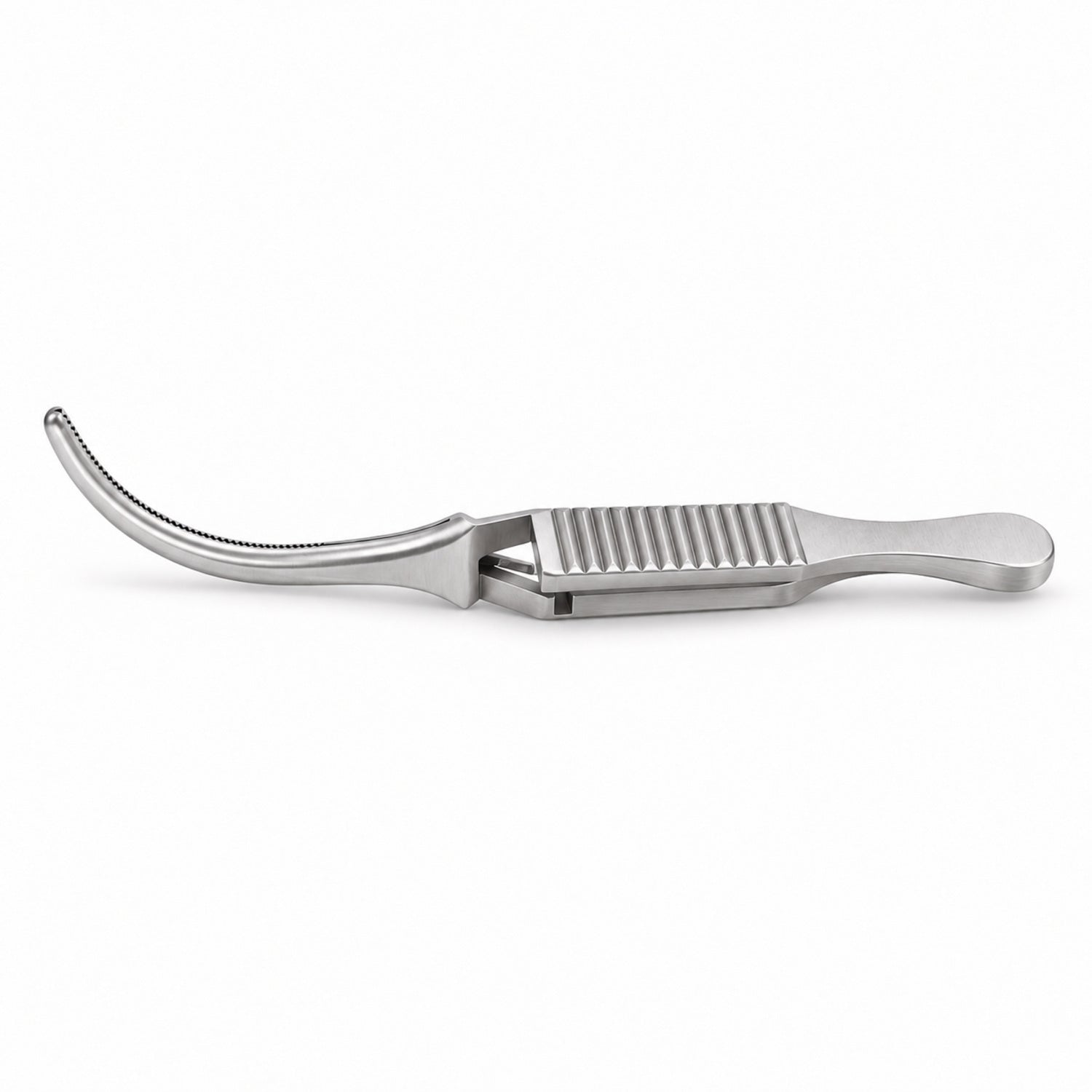 Diethrich Micro Bulldog Clamp – Curved, 20 mm — side profile, catalogue illustration on white background